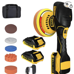 Cordless Car Buffer Polisher kit with 21V 2 X 2.0Ah Rechargeable Batteries,6 Inch Car buffer Waxer Kit, 6 Variable Speed 5500RPM Car Buffer Polisher for Car Detailing/Polishing/Waxing